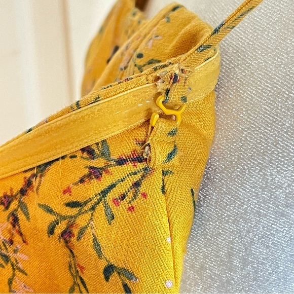 Kimchi Blue Y2K Women’s Lilyanna Linen Blend Yellow Floral Mini Dress 6 - Picture 8 of 12